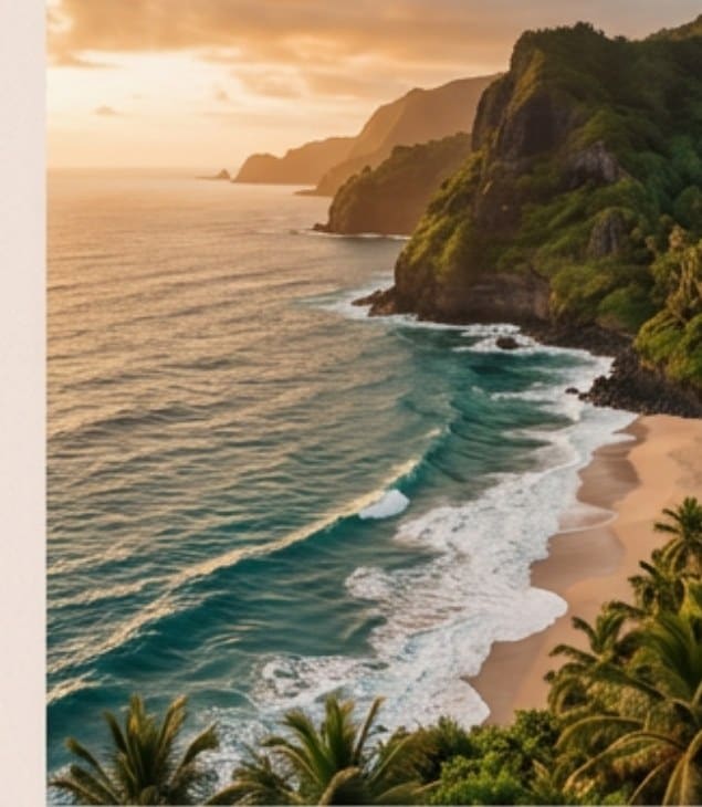 The Madeira coastline at golden hour